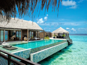 Villa Muthee deck and infinity pool, Shangri-La’s Villingili Resort & Spa